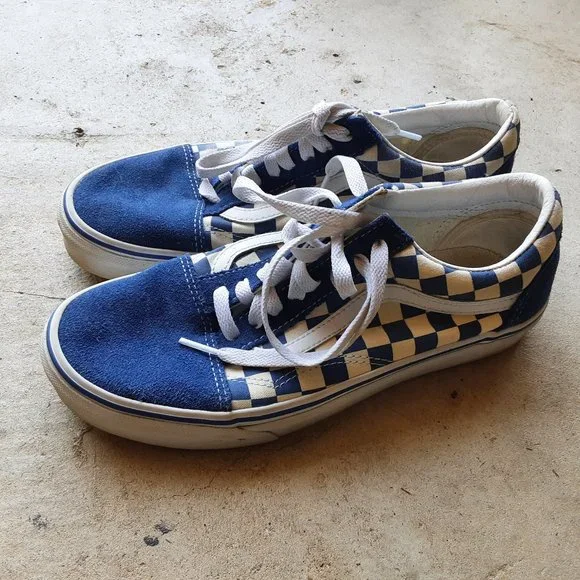 Vans Shoes Vans Old Skool Blue Checkerboard Size 8 Womenssize 65 Mens Shoes Poshmark